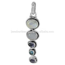 Rainbow Moonstone et Multi Gemstone Pendentif en argent sterling 925